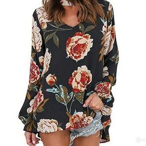 Womans sexy chic floral chocker blouse
